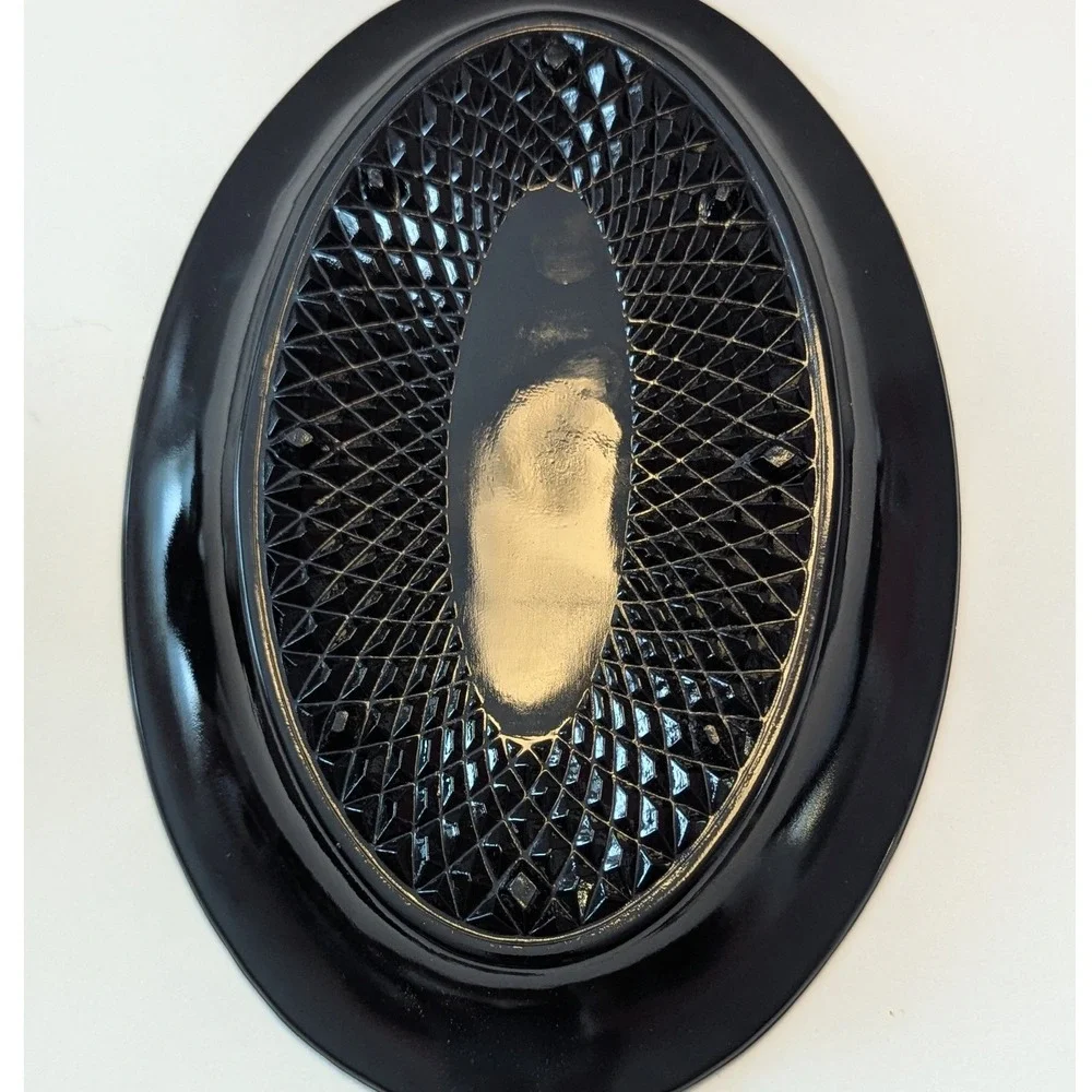 Vintage 1970s Tiara Indiana Cameo Black Diamond Point Butter Keeper